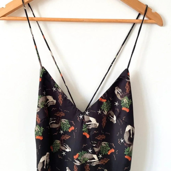Zara Mermaid Black Satin  Effect Tie Back Mini Slip Dress Size Small - Picture 5 of 9